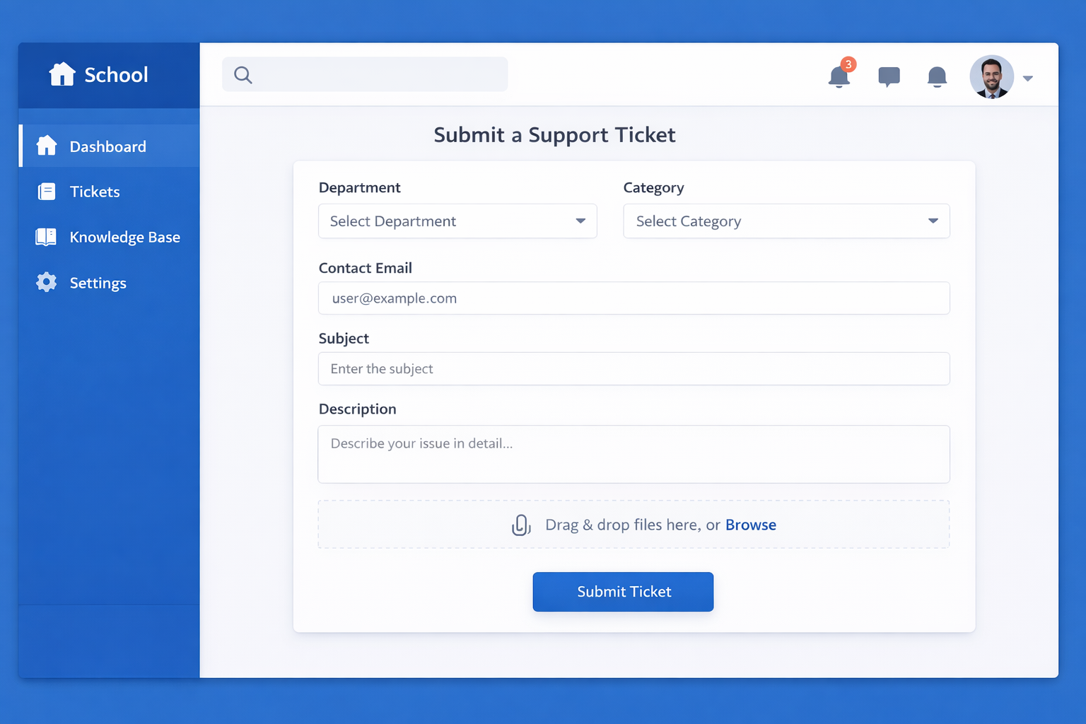 Raise Ticket Form Screen